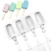 Ice Cream Mold 4 Cavities Food Grade Easy Release Non-stick BPA Free DIY Reusable Summer Ice Lolly Maker Mould Tray Kitchen Supplies