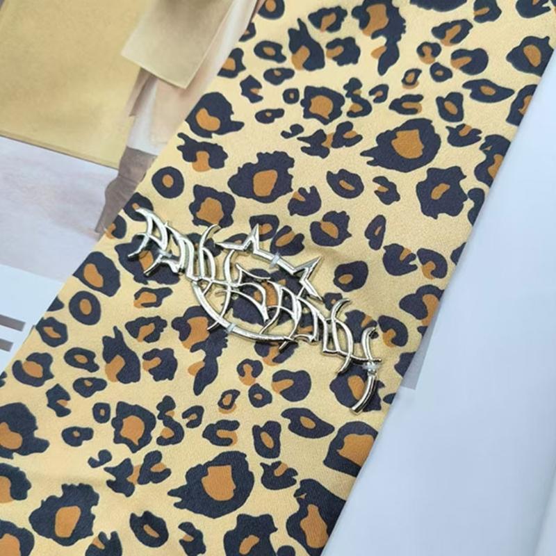 Unisex Japanese Student Uniform Adjustable Strap Pre Tied Necktie Leopard Print Neck Tie Neckwear for Cosplay Parties