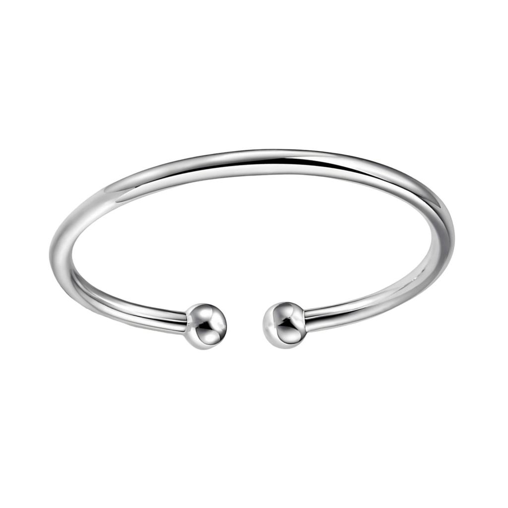 Bracelet Ouvert Argenté Perles Style Coréen pour Femme