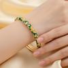Leichtes Metall Cloisonné Floral Armreif Bunter Glasierter Strass Dünnes Armband Reisende