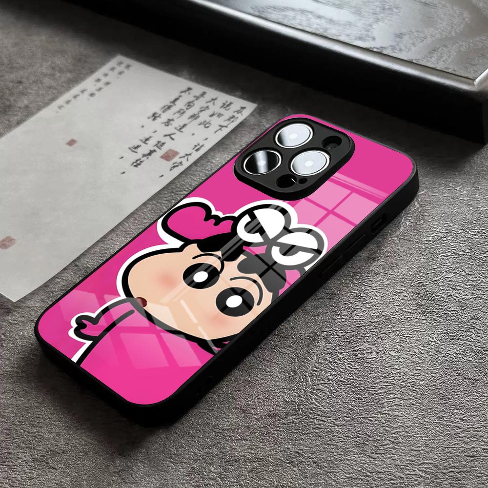 Crayon Shin-chans Phone Case For IPhone 16 Pro Max 15 Plus 14 Pro 12 11 13 Mini X XR XS Max 8 7 Plus SE Glass Cover