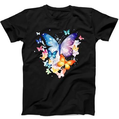 Butterflies Colourful Butterfly Best Seller Funny Gift Tee Black T Shirt 47