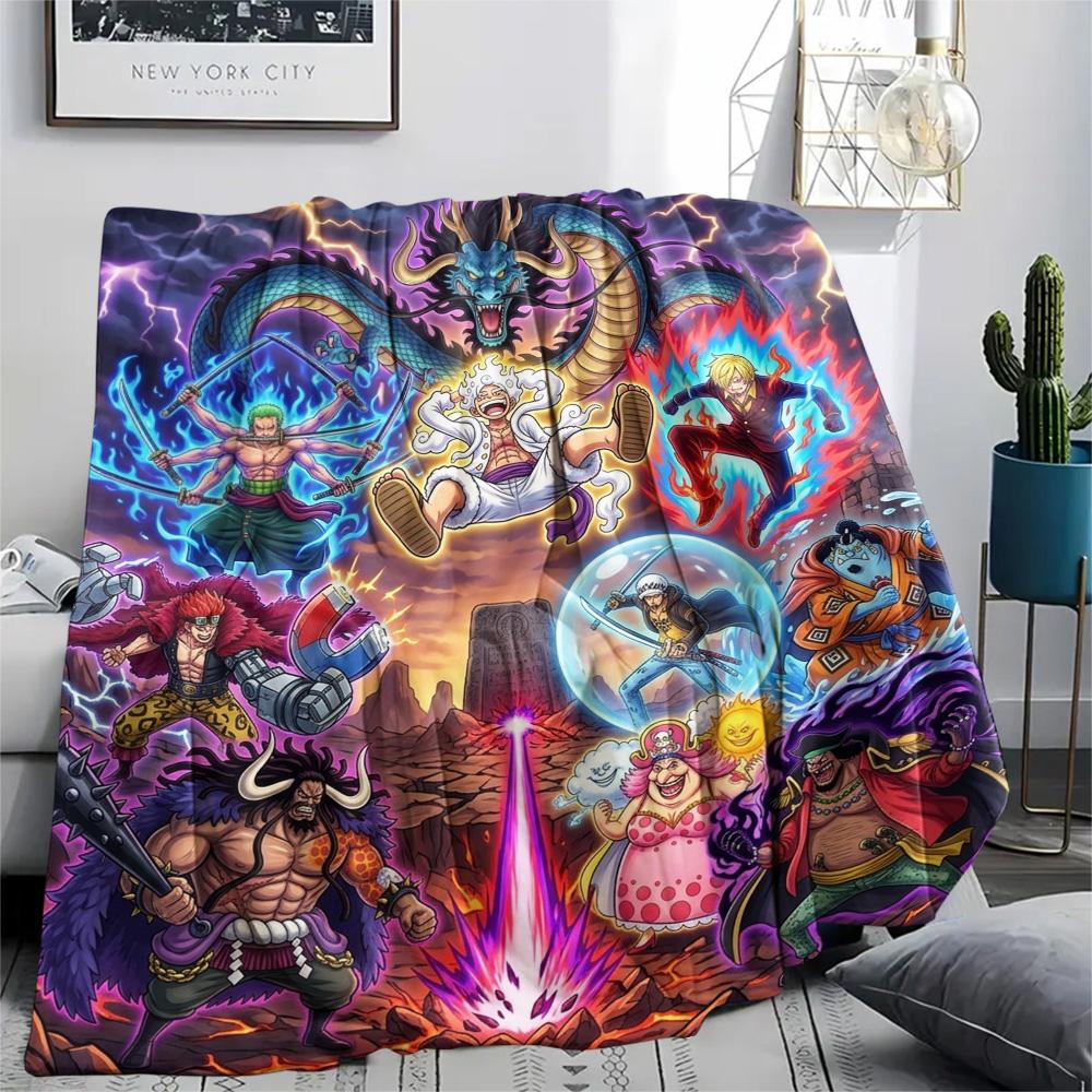One Piece Luffy Flannel Blanket Comfortable Warm Style Print for Sofa Bed Chair Picnic Home Travel.-TING