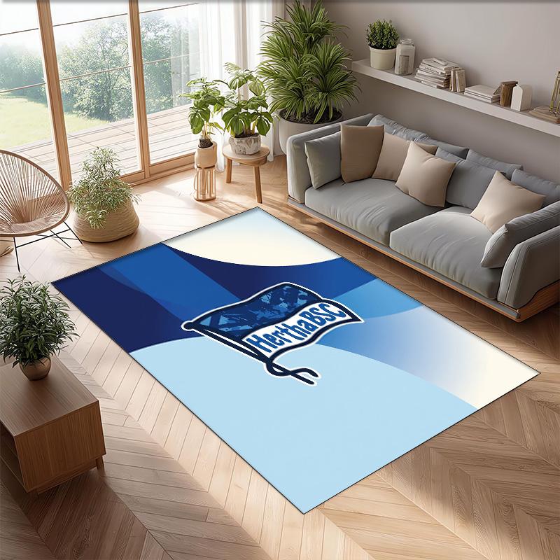 hertha bsc FC Soccer Football Pattern Soft Area Rug Non Slip Indoor Floor Carpet Sports Decor Mat for Bedroom