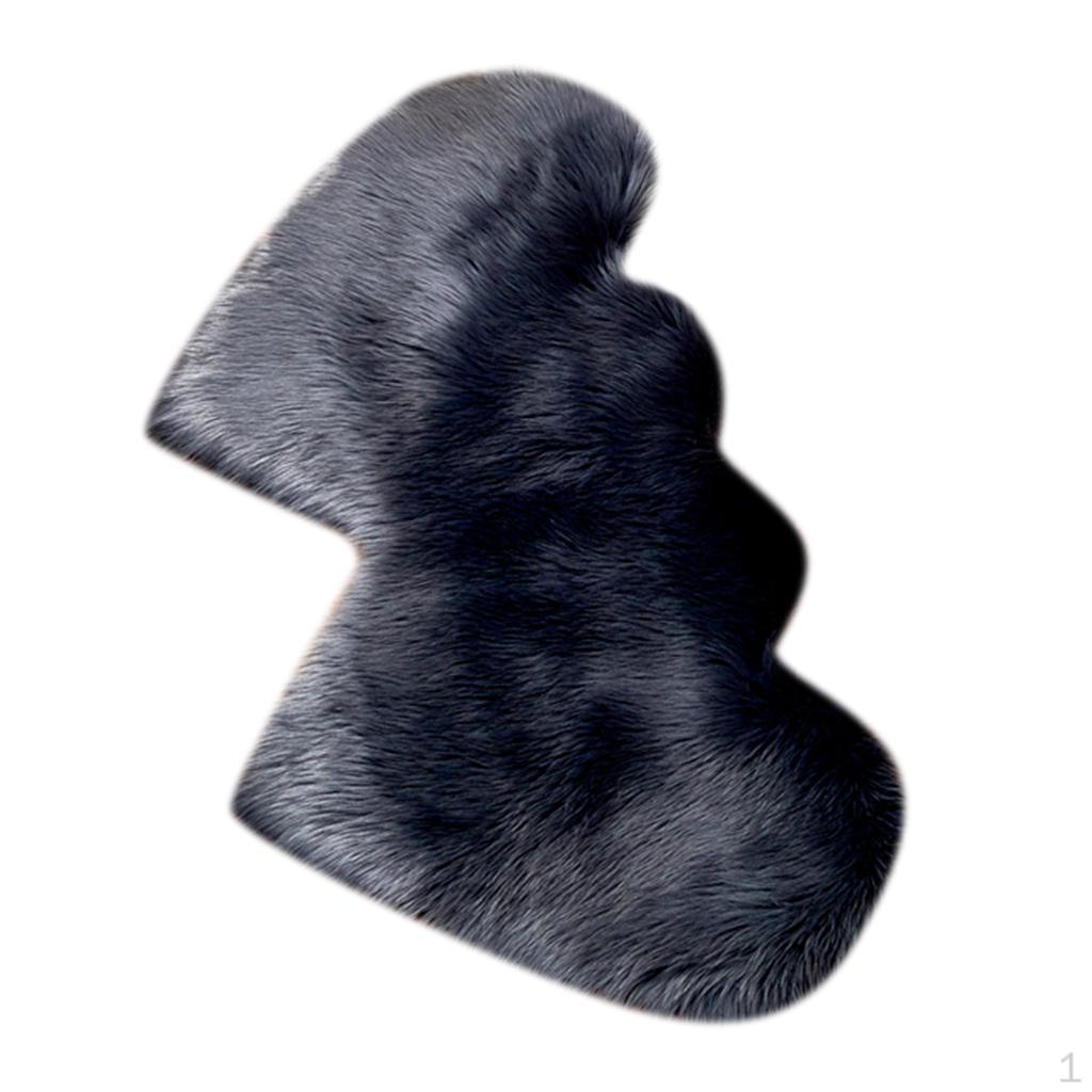 2pcs Area Heart Shaped Rug, Cozy Shaggy Plush Floor Matfor Bedroom Living Room Dormitory Deep Grey
