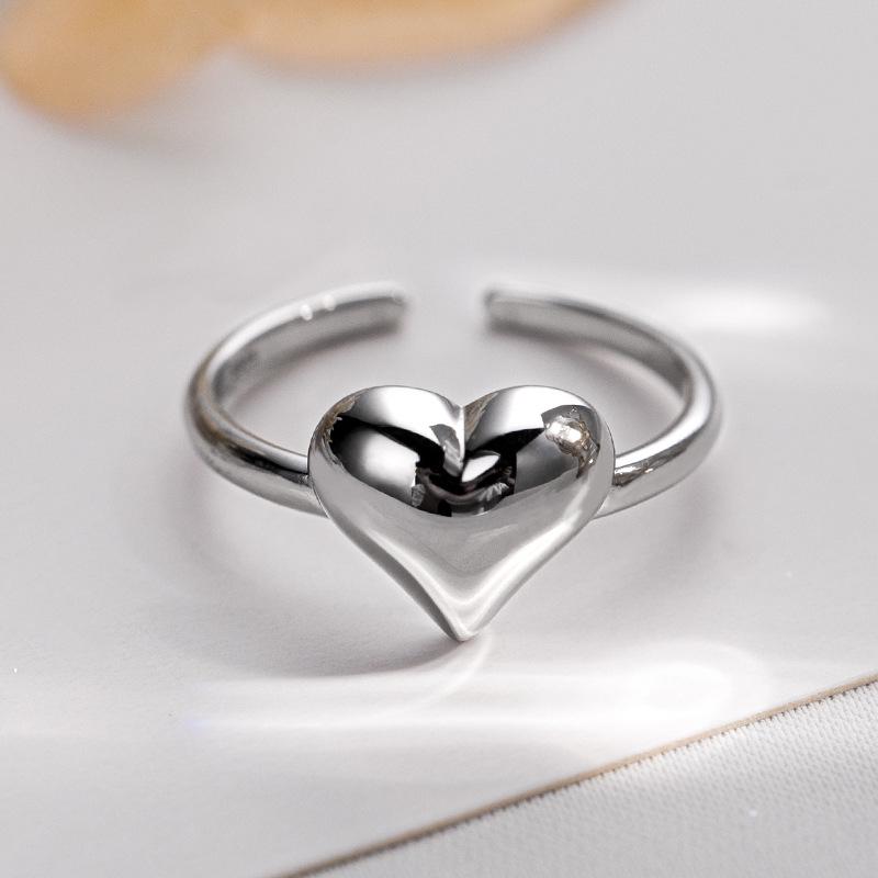 Banyan Tree S925 Silver Korean Love Heart Ring - Simple, Sweet, Fashionable Index Finger Ring
