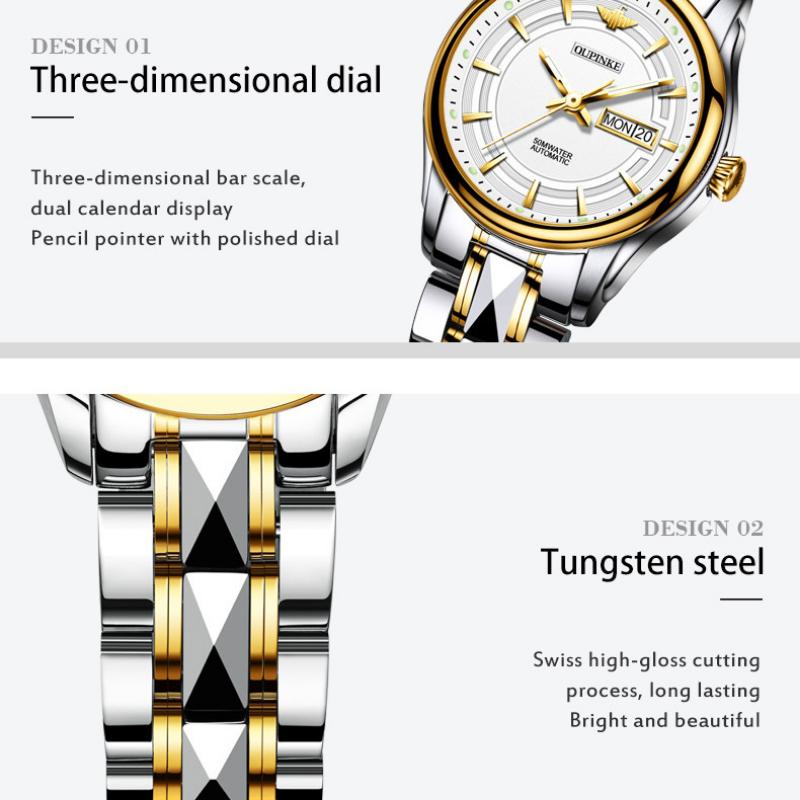 OUPINKE Nouvelle montre pour femme d'affaires et de loisirs, montre mécanique entièrement automatique, montre simple et tendance haut de gamme pour femme