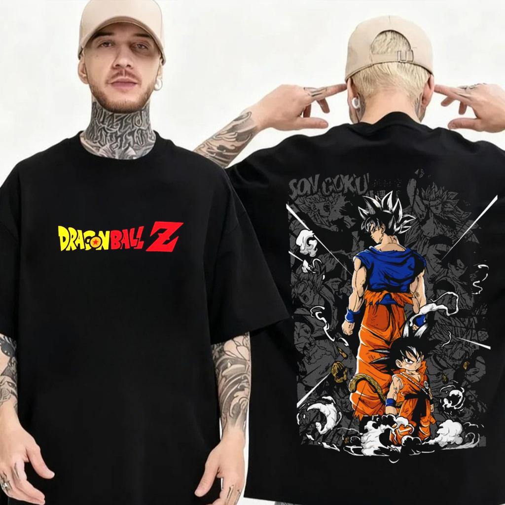 T-shirt in Cotone a Maniche Corte con Stampa Dragon Ball Z Son Goku Vegeta Unisex Abbigliamento Donna Harajuku Yk Tee Vintage Casual Tee Top