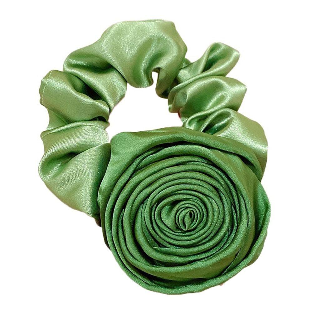 3PCS Retro Hair Accessories Satin Gloss Flower Hair Ring Hair Bands Rose Hair Rope Hair Scrunchie