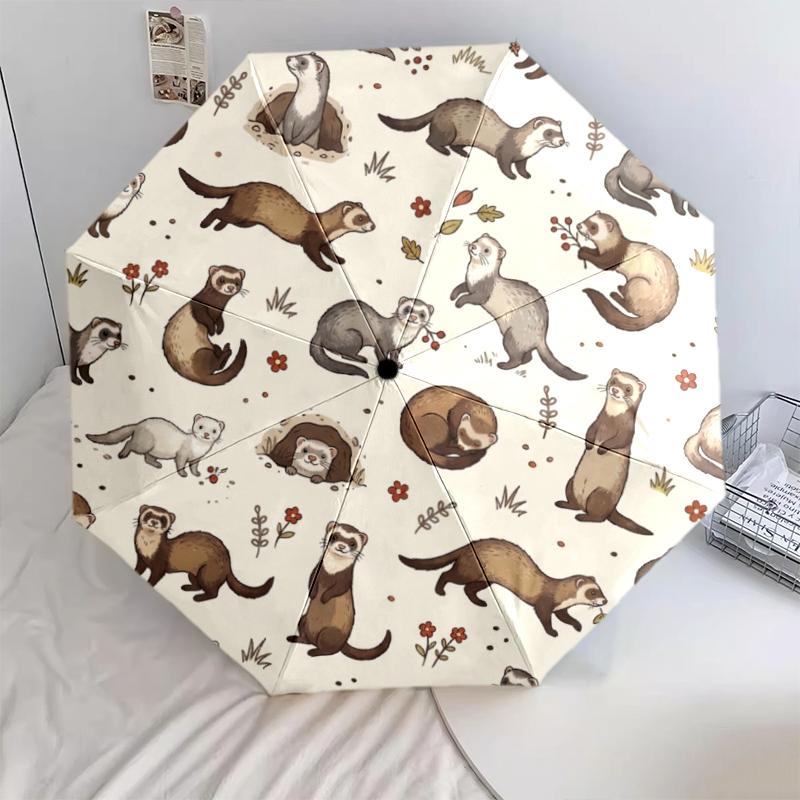 

1 PC Automatic Folding Umbrella - Cute Animals Pattern, Portable & Foldable Design with 8 Ribs, Christmas Birthday Gifts