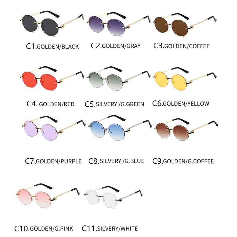 Vintage Rimless Round Metal Sunglasses Women Men Fashion Luxury Brand Designer Sun Glasses Leisure Travel Lady Man Eyewear Uv400
