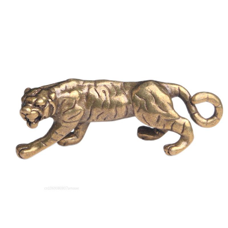 Antike Kupfer Tigerkönig Figuren Heimdeko Accessoires Vintage Messing Tier Berg Ornamente Tee Haustiere Schreibtisch Dekorationen