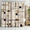 Moderne Abstrakt Geometrisk Bruseforhæng Beige Taupe Brun Badeværelsesindretning Minimalistisk Polyester Vandtæt Gardinvægskunst Hjem