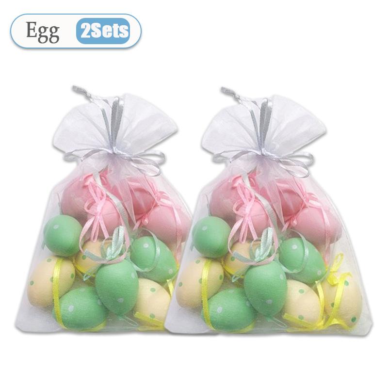 1-6Sets 12Pcs Mini Easter Decorations Eggs Hanging Ornaments Colorful for Easter Tree Basket Decor Party Favors Supplies Home