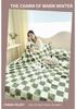 Panda Plaid Plush Flannel Blanket - Thick, Comfortable, and Cozy for Autumn and Winter