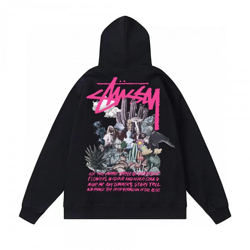 Classic Print Hooded Sweatshirt Teens Unisex Loose Fit Cotton Pullover Streetwear