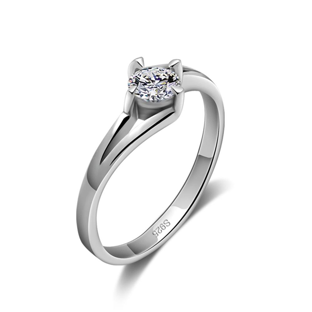 Geometric Women'S Personality Ring Platinum Plated With 5A Zircon Ring Temperament Silver Jewelry Ring