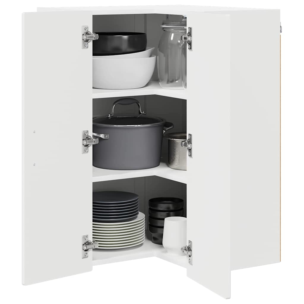 PORTO Wandmontierter Eckschrank Hochglanz Weiß 57 x 57 x 80 cm