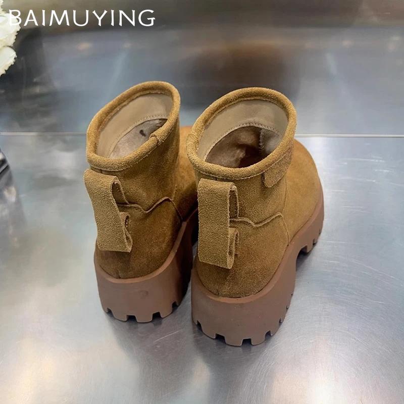 Leopard Snow Ankle Boots Women Platform Suede Warm Shoes Woman 2025 Trend Winter Brand Short Plush Motorcycle Botas De Mujer