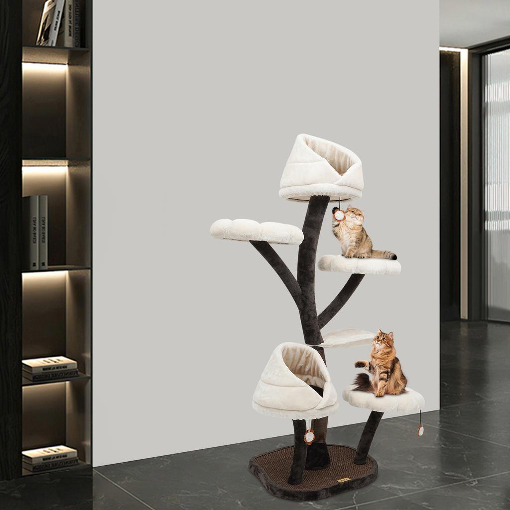 Large Cat Tree Tower with 6 Levels, Cat Climbing Frame & Activity Center with Scratching Posts, 63.8 Inches Tall for Indoor Cats