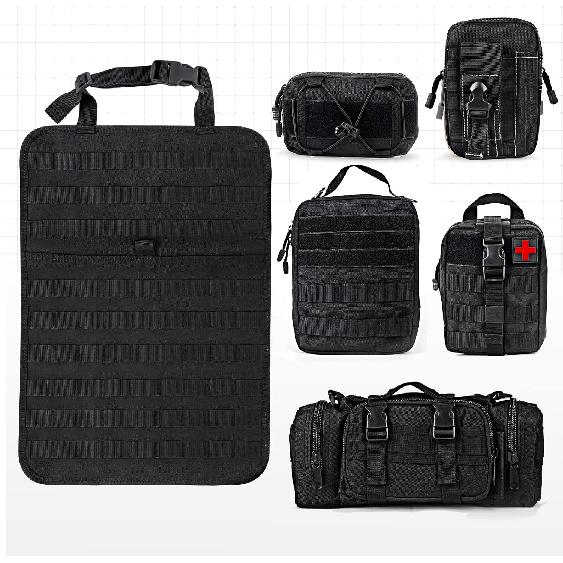 MAIKER Tactical Car Seat Back Organizer, Upgrade Tactical Vehicle Panel Organizer with 5 Detachable Molle Pouch, Universal Fits for Most of Vehicle