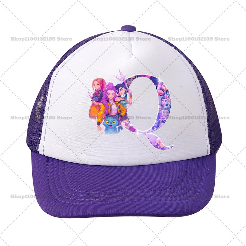 Kpop Demon Hunters Girl Baseball Cap Kawaii Sun Hat Parent Child Couple Casual Outdoor Hats Peaked Birthday Gift 26letters Round Sensory Compression