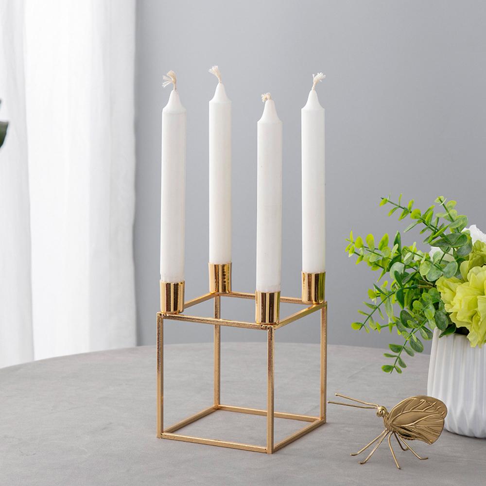 Nordic Household Gold Wrought Iron Candlestick Retro Romantic Wedding Candlestick Candle Holder Table Decoration Ornaments