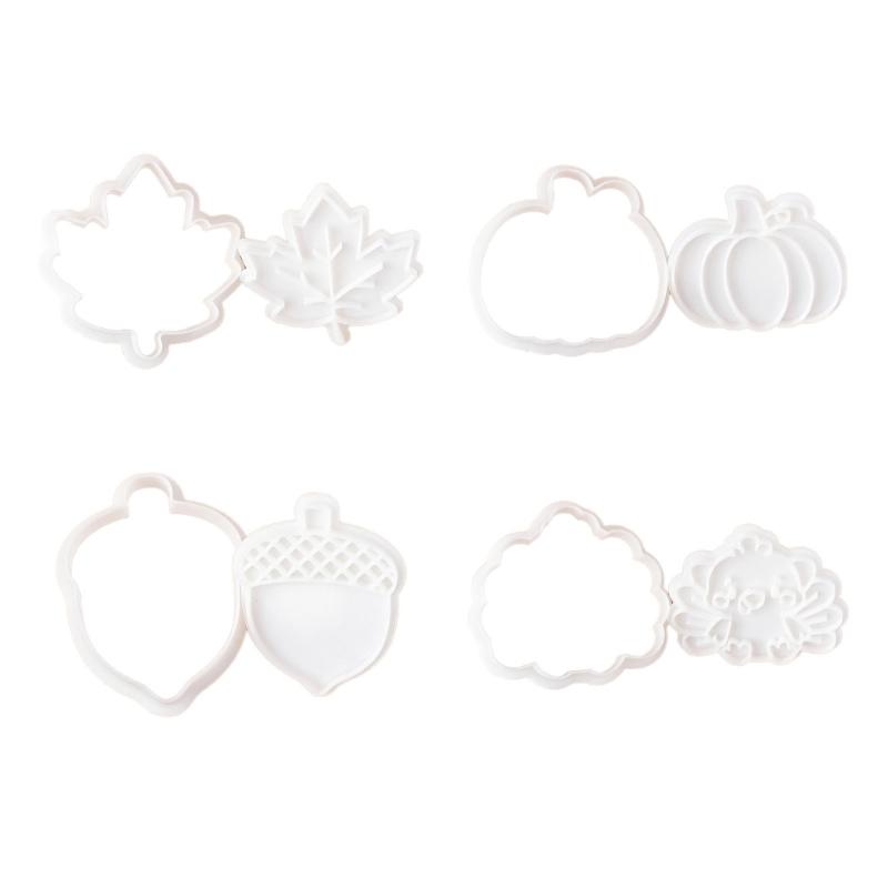 Festival Thanksgiving Themed Plastic Cookie Molds Set Includes Turkey Maples Leaf Chestnut Pumpkin Shape For Handmade Cookie