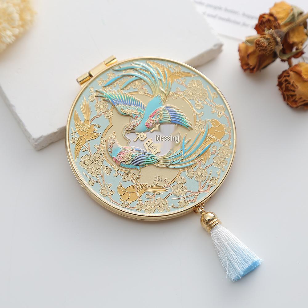 Chinese-Style Folding Pocket Mirror: Portable, Small Metal Mirror for Women, Ideal Practical Birthday Gift or Souvenir