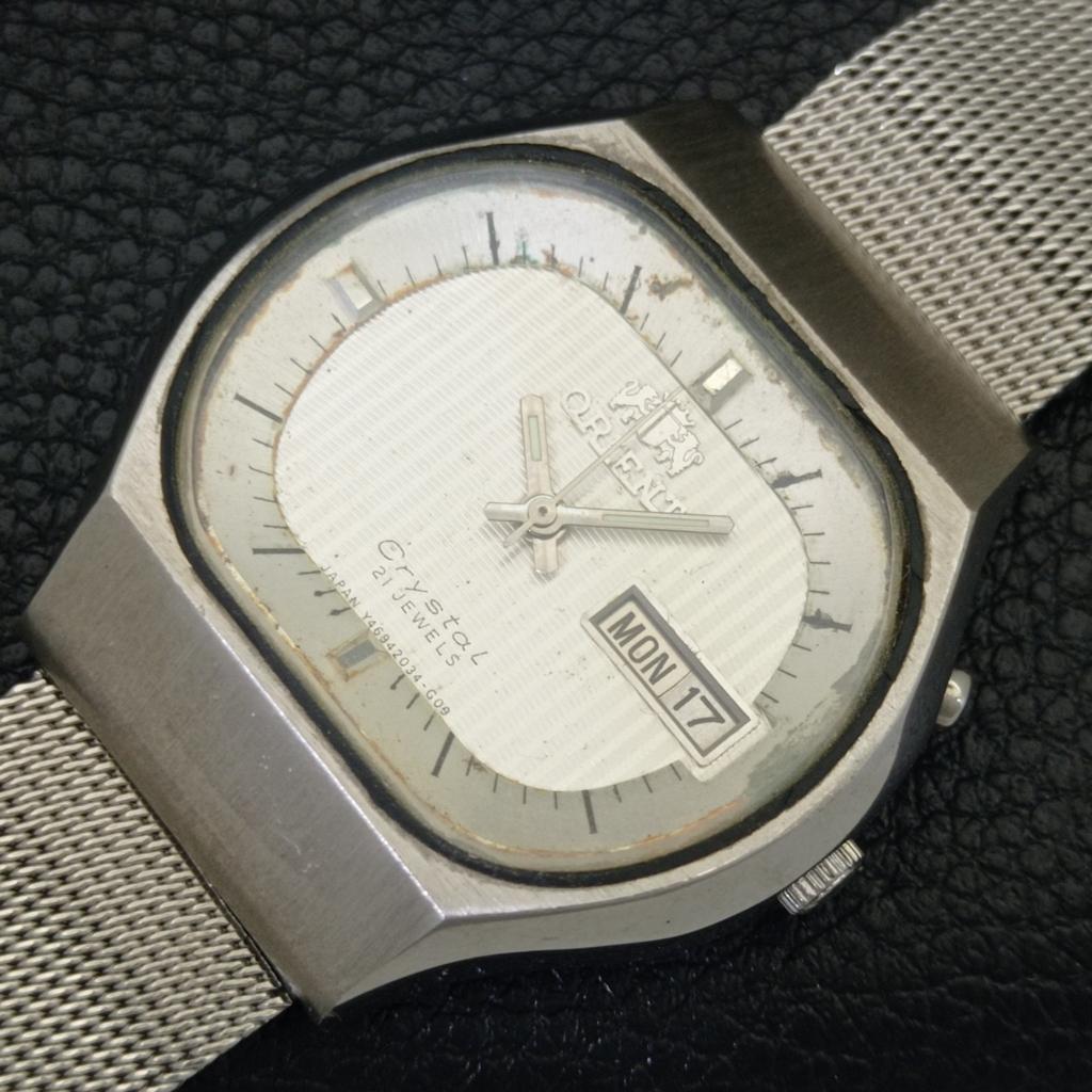 VINTAGE ORIENT CRYSTAL AUTOMATIC JAPAN 46941 HERREN ORIGINAL ZIFFERBLATT UHR a703346-1