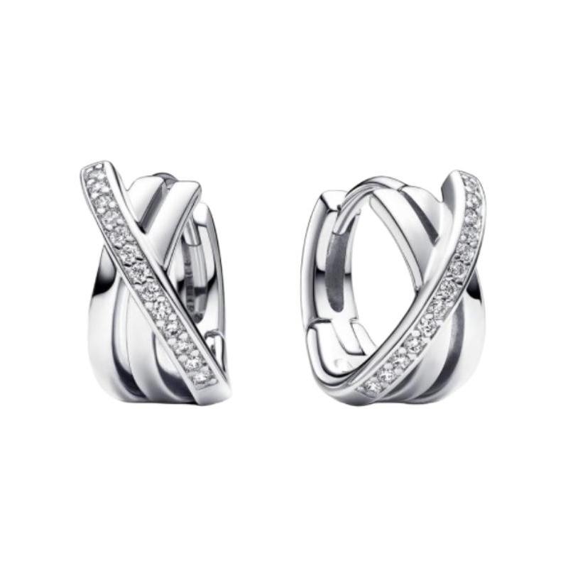 Pandora Solid color design 925 silver synthetic cubic zirconia earrings women s silver 293150C01