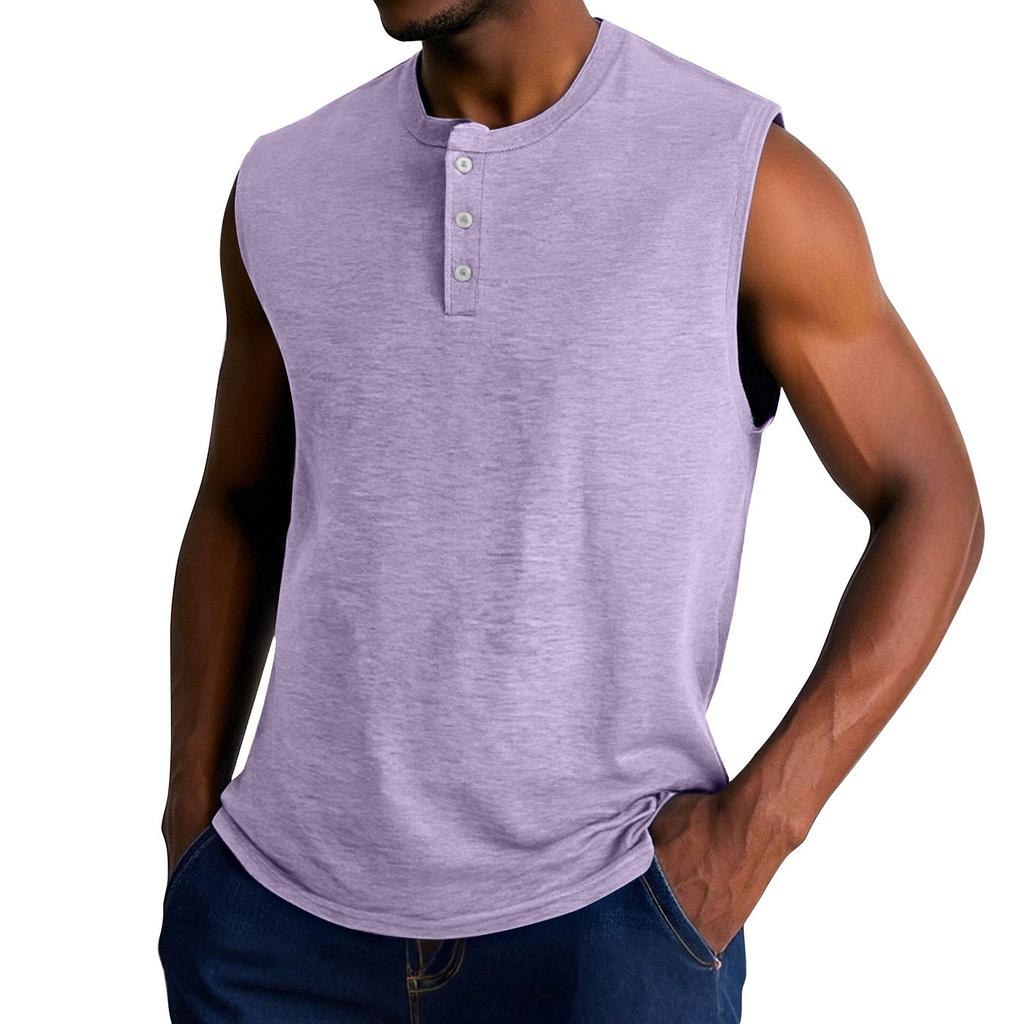 Men's Summer Solid Color Sports Buttons Vest Men's Sports Casual Vest