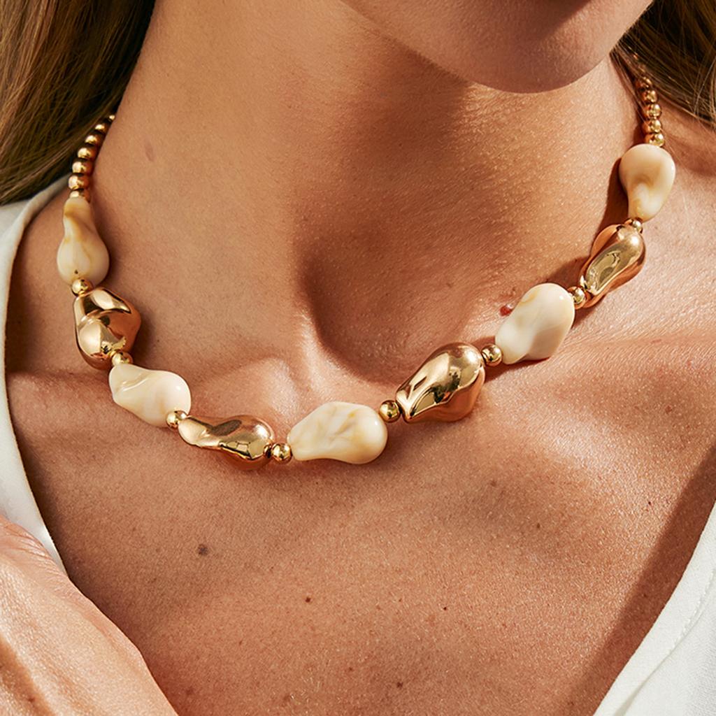 SHIXIN 7 Styles Elegant Resin Water Drop Beaded Choker Necklace for Women Boho Irregular Acrylic Short Necklace Clavicle Chain