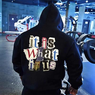 Autumn Winter Long Sleeved Back Letter Pattern Printed Top with Loose Hooded Sweatshirt Cover Hoodies & Sweatshirts Men’s