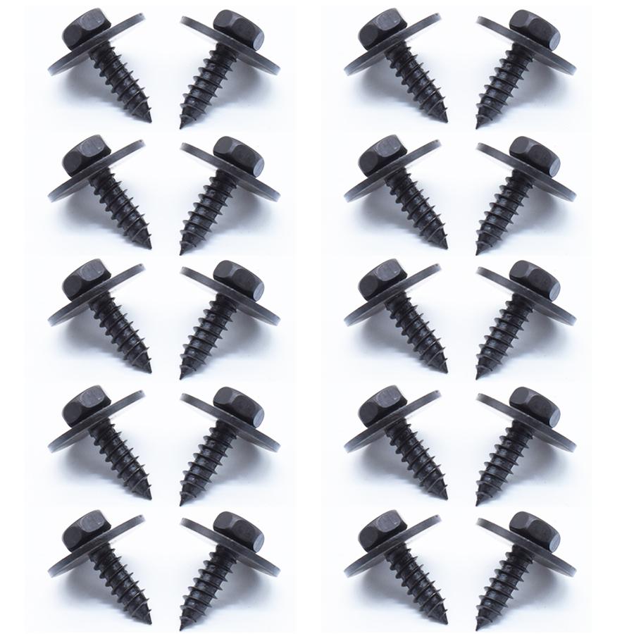 100Pcs Screws Metal Car Body Fender Bumper Retainer Clips Black Phosphate Finish