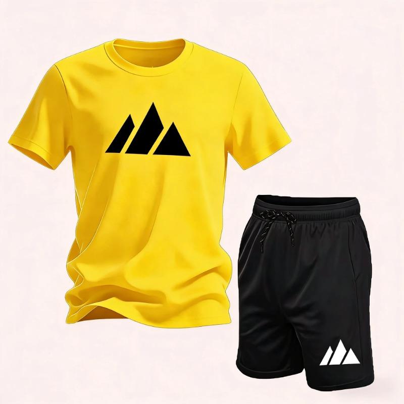 Sommer Mode Trendig Lässig Sport Zwei-Teiler Set Jugend Herren Kurzarm T-Shirt Shorts Set Atmungsaktiv Schnelltrocknend Active Wear