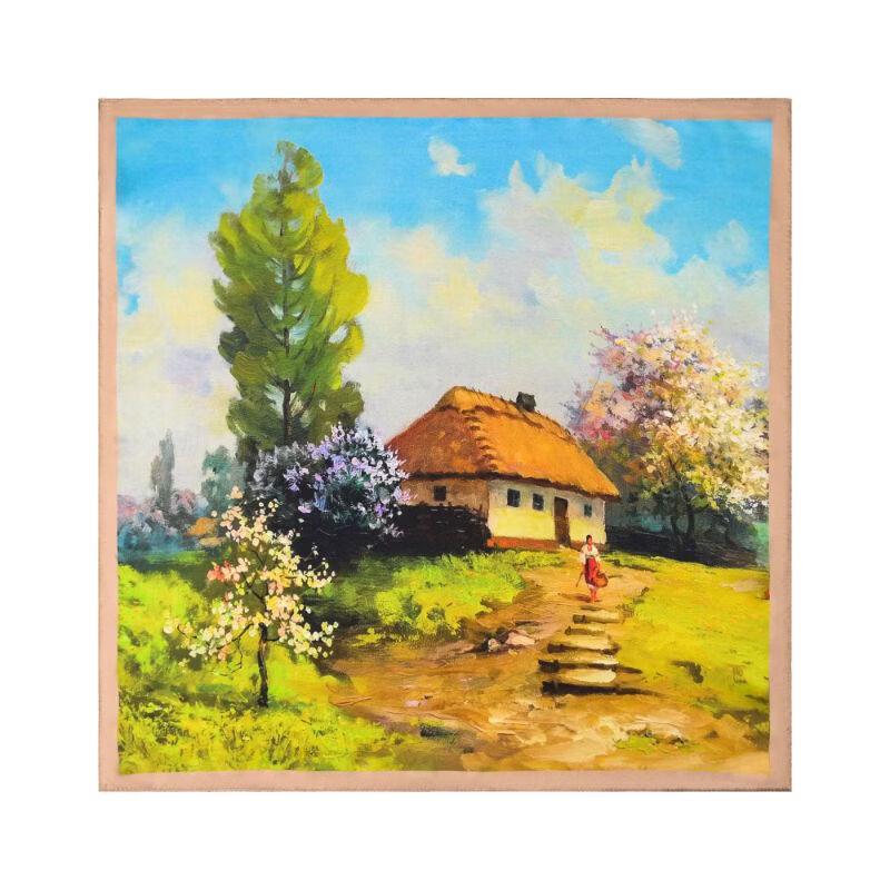 TXRMDX Men s Homecoming Oil Painting Silk Scarf One Size