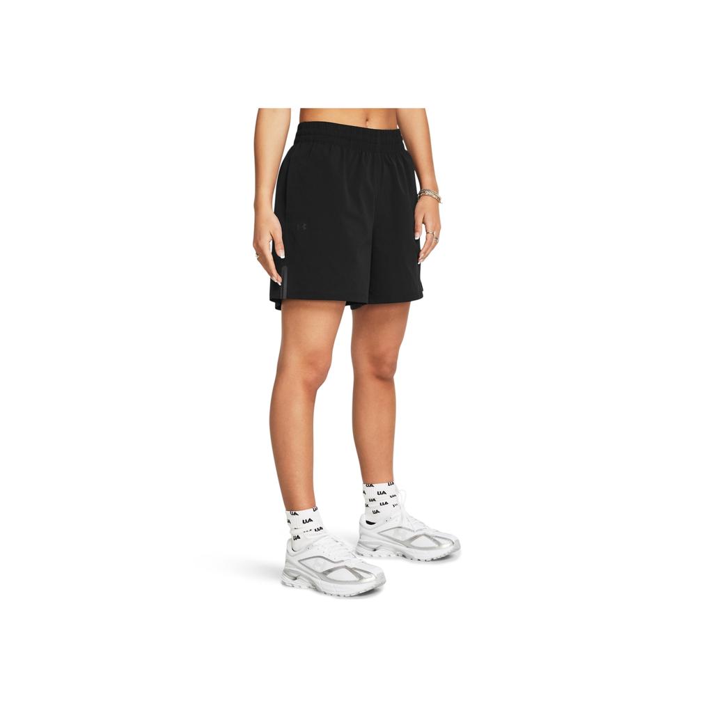Under Armour Solid Color Straight Leg Comfortable Casual Shorts Women shorts Black 1385892-001