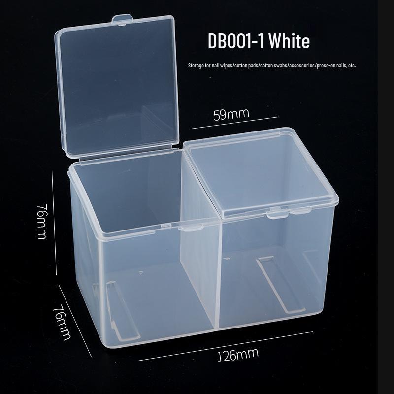 Transparent Acrylic Double Compartment Nail Art Storage Box for Cotton Pads and Swabs