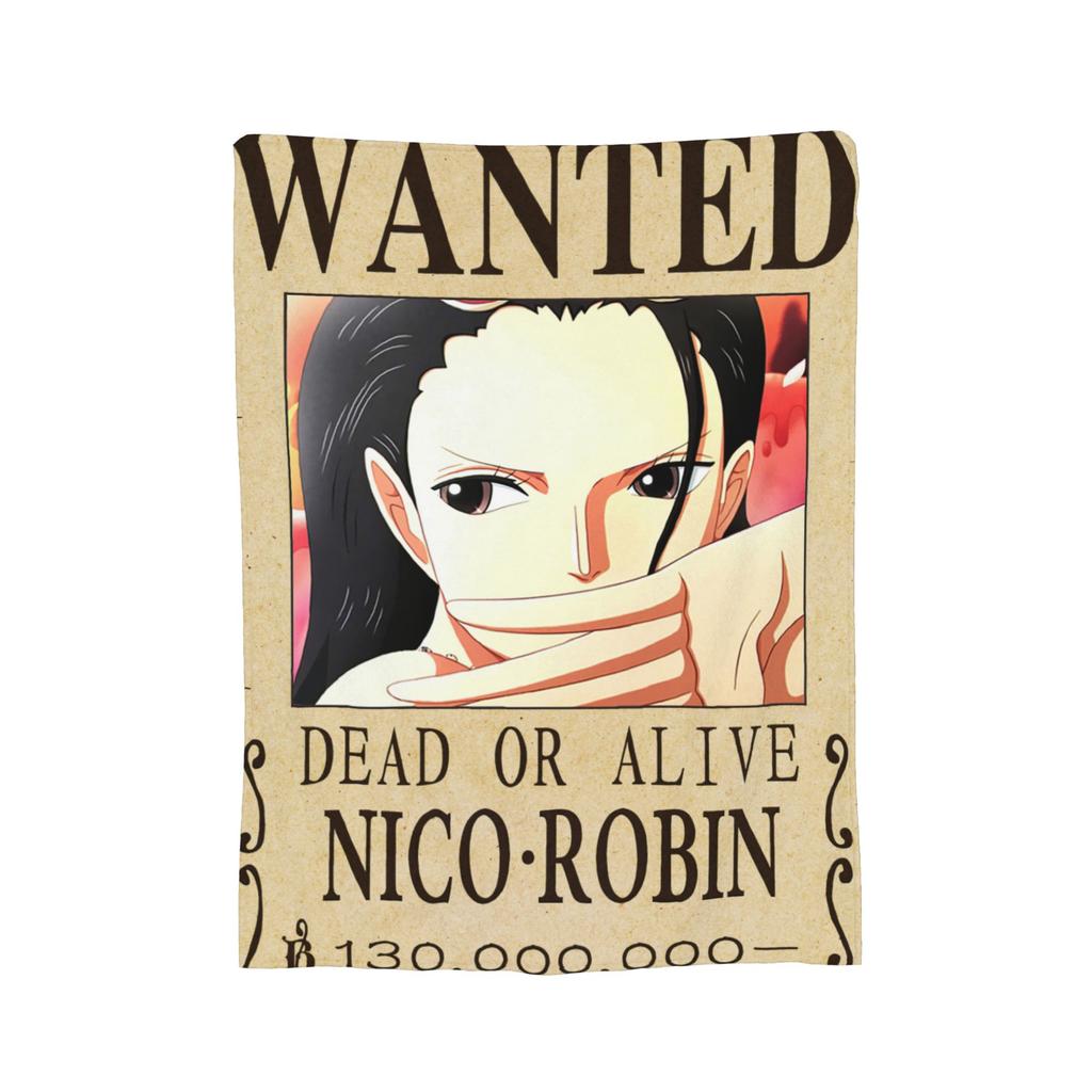 Anime One Piece Wanted Posters Blanket Fleece Decoration  Portable Ultra-Soft Throw Blankets for Bedding Office Bedding Throws
