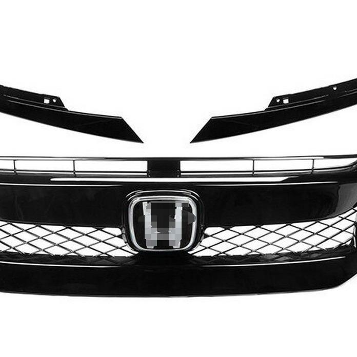Glossy Black TR Grille & Body Kit for 2016 Civic Type R: Includes Rear Wing, Front Splitter, and Side Skirts.