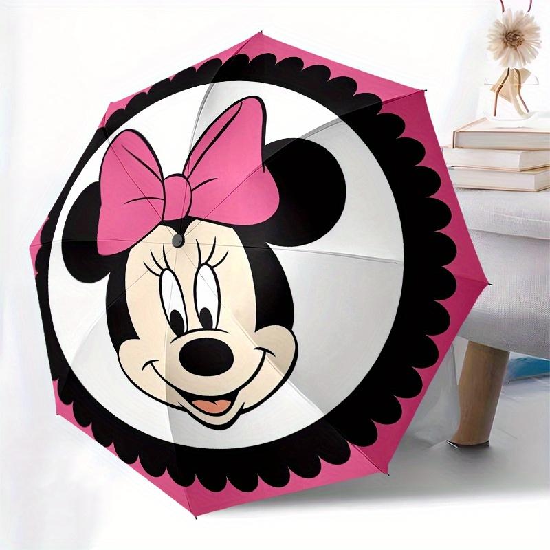 Disney Minnie Mouse,Bow Automatic Opening and Closing Umbrella Suitable for All Occasion and Business Umbrella, Unisex Portable Tri Fold S