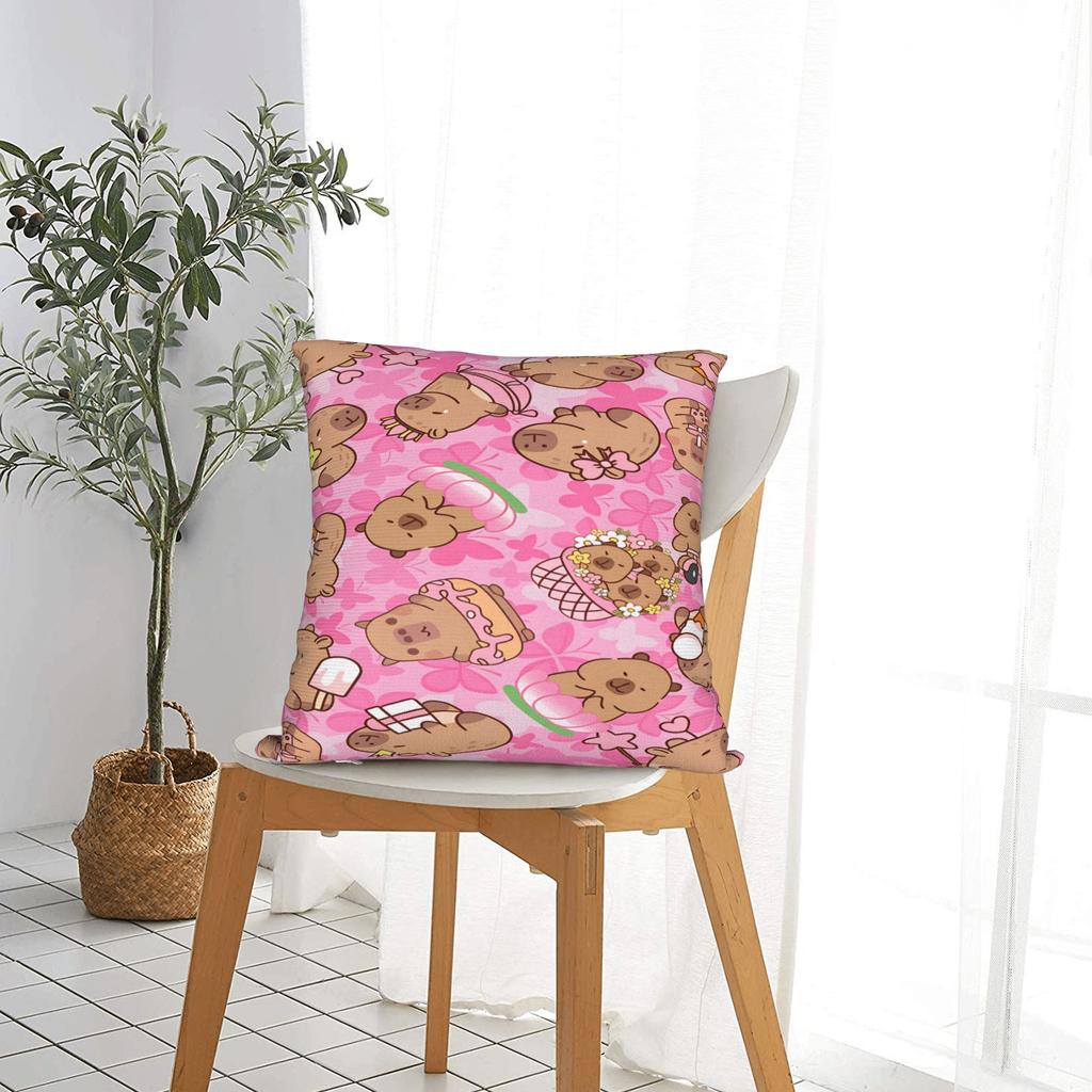 Kawaii Kapybara   Örngott  Mjukt Överdrag Till Kudde För Soffa Soffbord Säng Vardagsrum Roliga Örngott