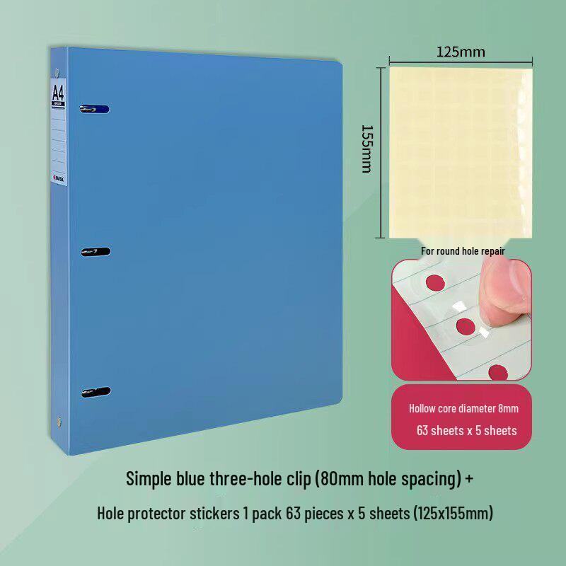 KAISA A4 Loose-Leaf 3-Hole Binder Notebook with Colored Refill Sheets Standard