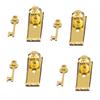 Dollhouse Miniature Brass Knobs with Keyhole Keys Set Door Accessory of 4