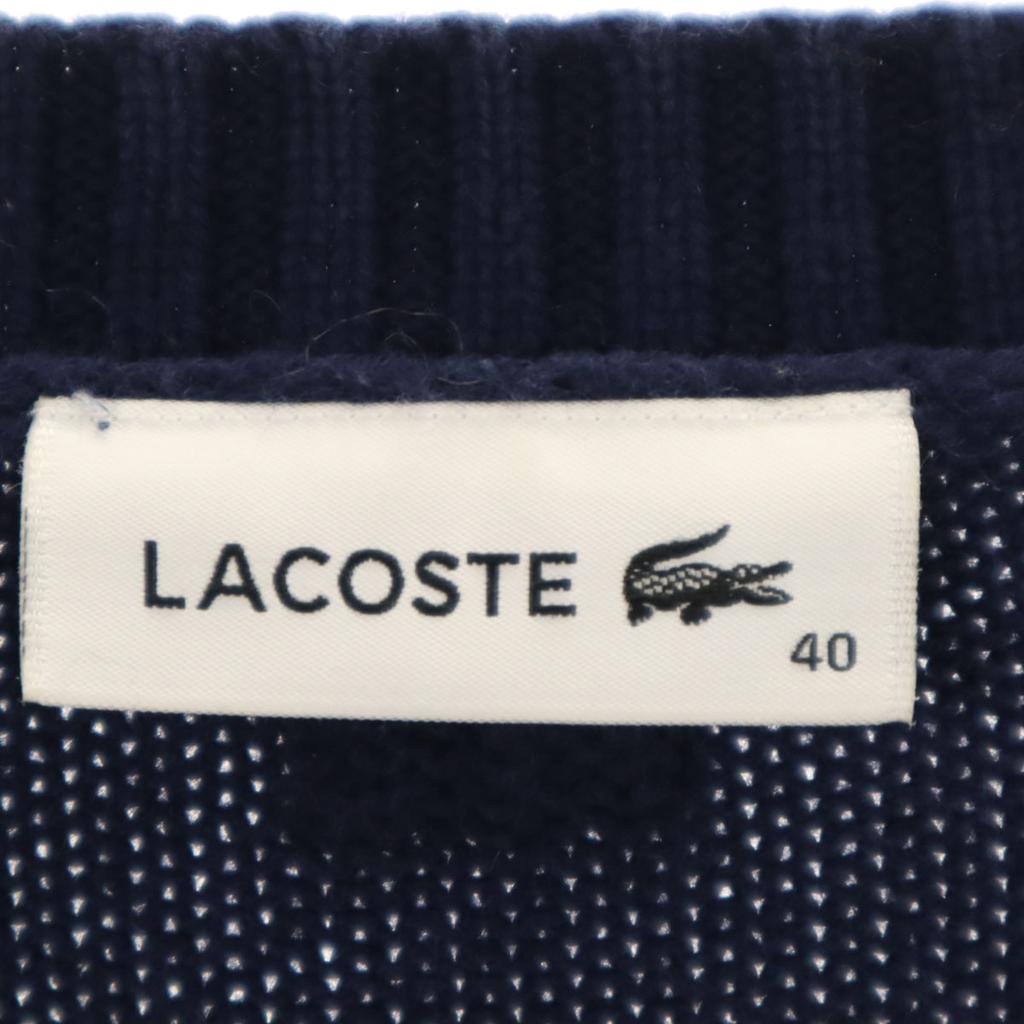 LACOSTE Long sleeve Crew neck knit 40 Navy Women Used