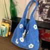 2026 New Floral Plush Underarm Bag Ladies Cute Flower Shoulder Bag Women Furry Purse Fluffy Tote Bag for Autumn and Winter