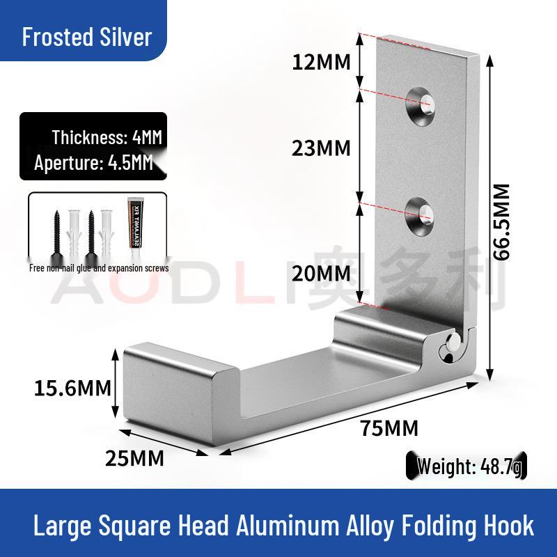 Schwarzer Wandmontierter Klappmantelhaken aus Aluminiumlegierung - Stanzfrei, Solider Einzelhaken