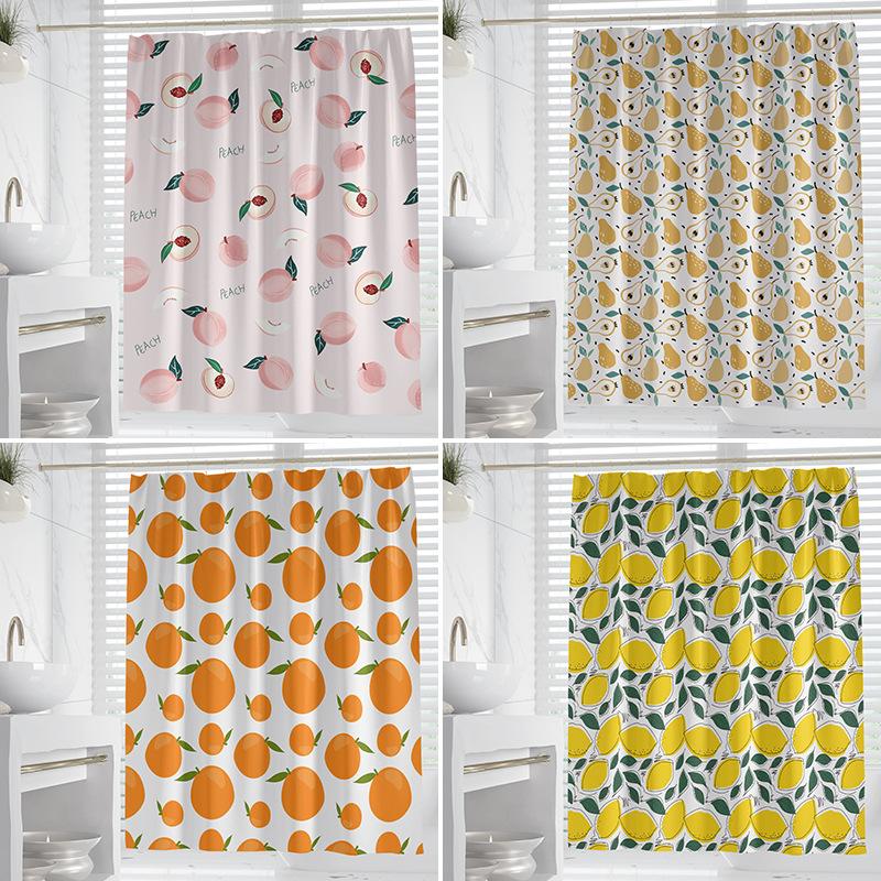 A Variety of Fruits Washable Dirt-Resistant Shower Curtain Shower Head Waterproof Polyester Bath Curtain For Home Decor