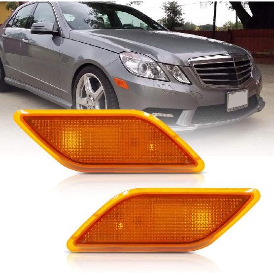 NJSBYL Amber Yellow Lens Front Bumper Side Marker Lights Lamp Housing for 2010-2013 Mercedes-Benz W212 E-Class Pre-LCI E350 E550 E63 AMG Sedan/Wagon